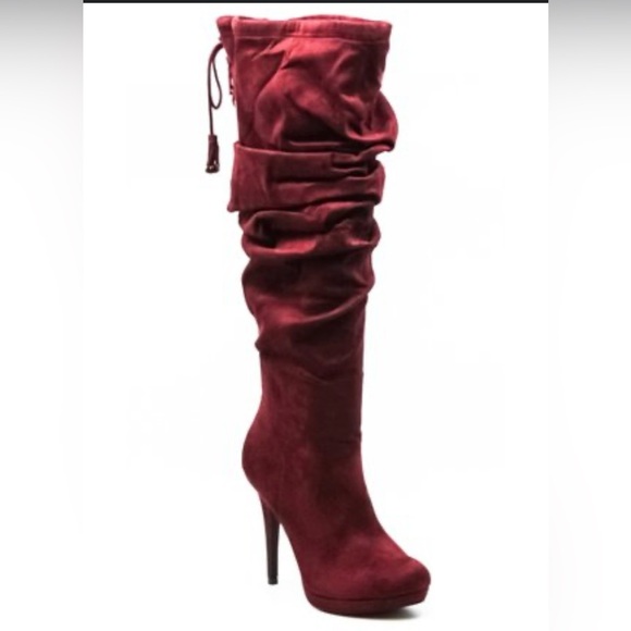 Thalia Sodi Shoes - NEW Thalia Sodi Red Ruched Lace Up High Heel Boots Size 12 W